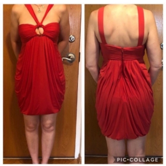 BCBGMaxAzria Dresses & Skirts - BCBGMaxAzria coral cut out bling sleeveless dress Sz S EUC